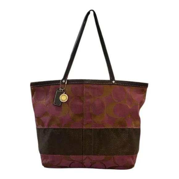 Coach Signature Tote Bag - Brown and Purple - Picture 1 of 11